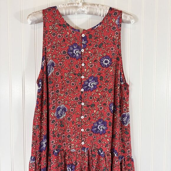 Hayden Women Red Floral Maxi Dress Size L Boho Gypsy Hippie Festival Cottagecore - Picture 2 of 13